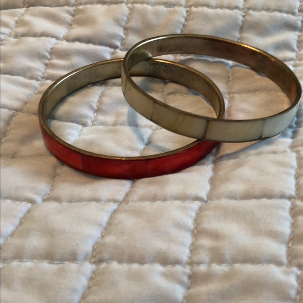 Red and white bracelets